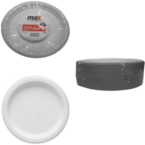 Plastic Plates 10" Pack of 100 White MX8041 (Parcel Rate)