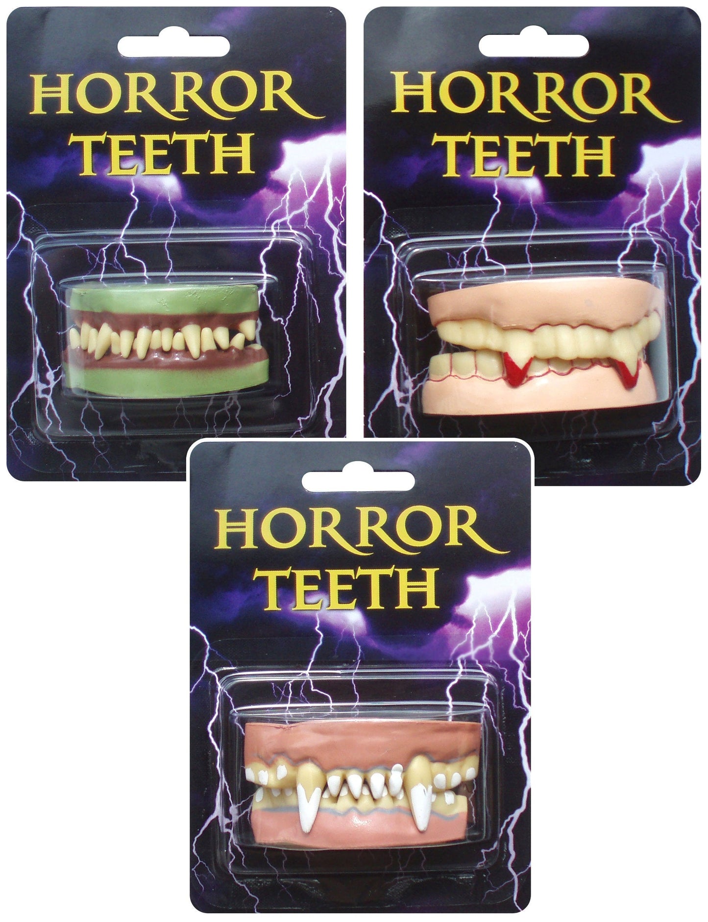 Halloween Horror Teeth Fancy Dress Dental False Fake Costume Teeth Prop 3 Assorted Styles V02871 (Parcel Rate)