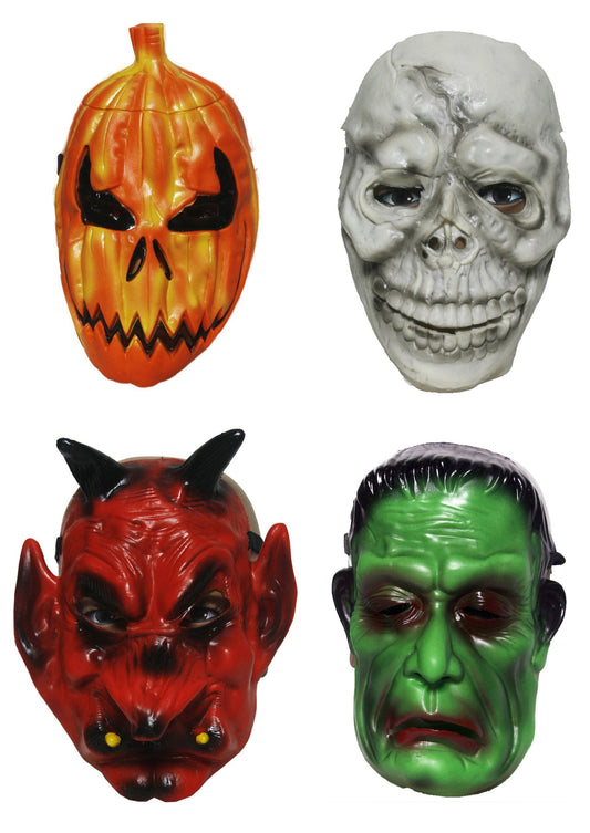 New Halloween 4 Assorted Masks Scary Festive Fun Latex Fun Scary Masks V02884 (Parcel Rate)