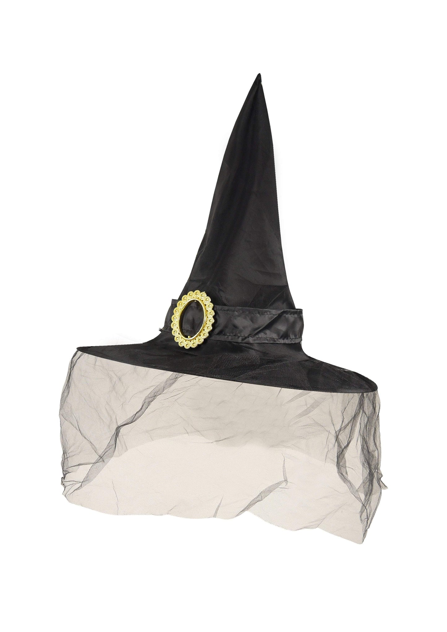 Halloween Witch Hat Black with Veil Adult Festive Hat V51342 (Parcel Rate)