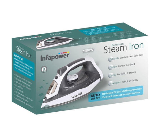 Infapower Premium Steam Iron Auto Cut-Off Intelligent Self Clean Facility 2400W X602  A (Parcel Rate)