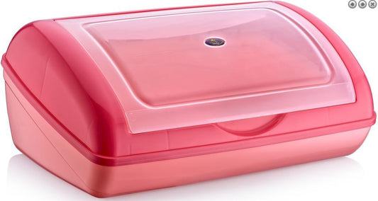 Kitchen Household Use Plastic Bread Bin Clear Pastel Pink 42cm x 14cm  EK215 (Parcel Rate)