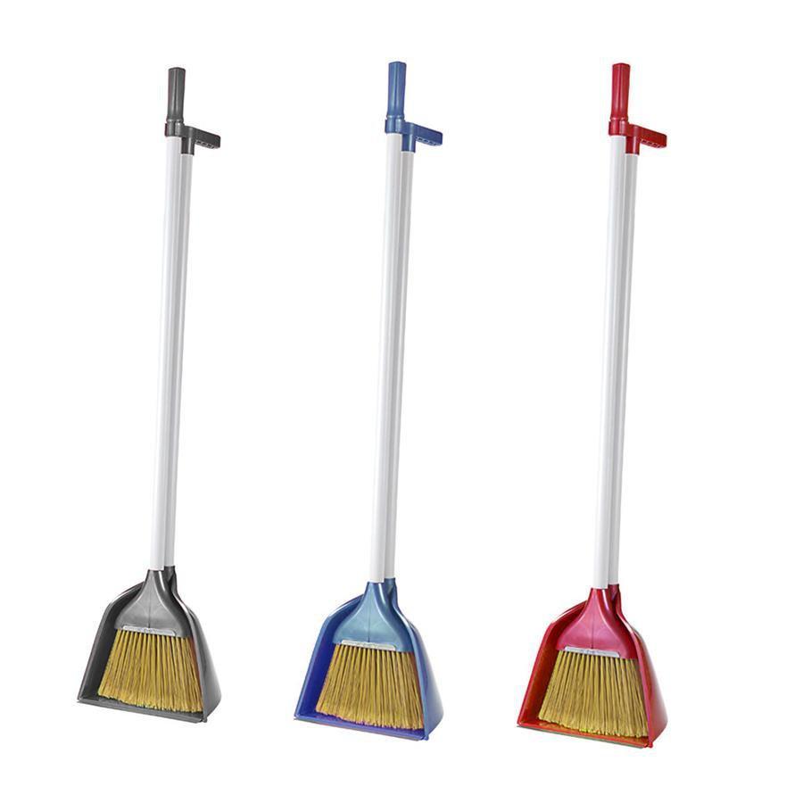 Plastic Long Handle Dustpan and Brush Set Assorted Colours ZP129 A (Big Parcel)