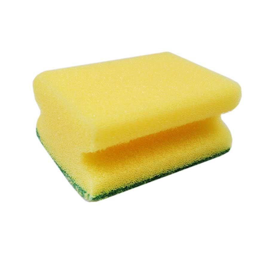 Ecomax Yellow Double Sided Grooved Kitchen Washing Up Sponges Scourers Pack of 10 (Parcel Rate)