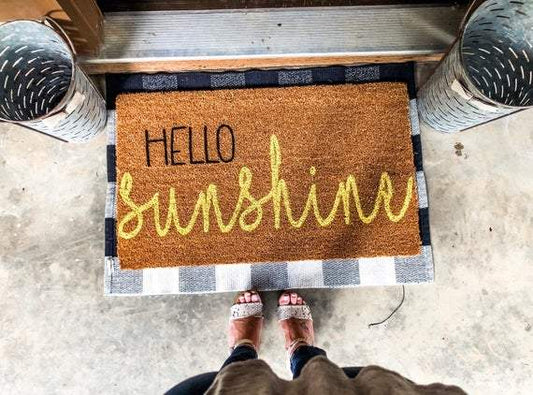 Coir Door Mat Hello Sunshine Design 60 x 40 cm 4104 (Parcel Rate)