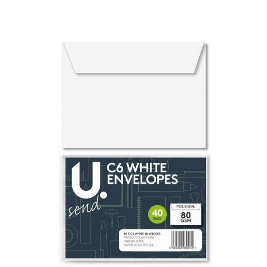 C6 White Envelope Home Office Use Envelopes 40 Pack P2210 (Parcel Rate)