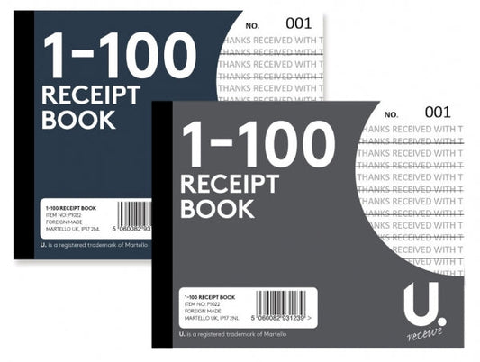 Duplicate Receipt Book 2 Assorted Designs Numbered 001-100/5 x 4''  P1022  A (Parcel Rate)