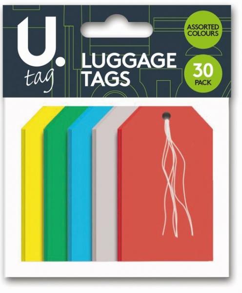 Luggage Tags Paper Assorted Colour Holiday Suitcase Paper Luggage Tags 30pk P2262 (Parcel Rate)