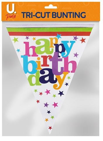 Paper Happy Birthday Tri Cut Bunting Banner Garland P2757 (Large Letter)