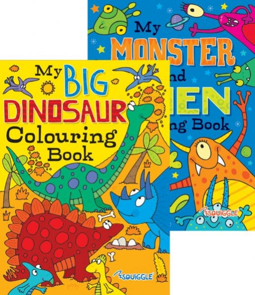 Children's Fun Colouring In Books Monsters And Dinosaur Theme Books 36 Pages A4 P2806 (Large Letter Rate)