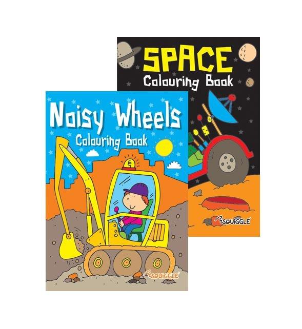 Space & Noisy Wheels Colouring Book Boys Fun Activity Book x 1 P2809 (Parcel Rate)