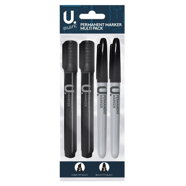 Multi Permanent Marker Pack 2 Chisel Tip 2 Bullet Tip P2900 (Parcel Rate)