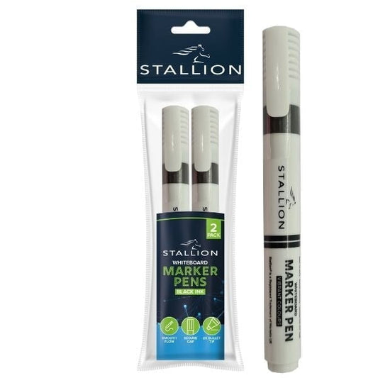 Pack Of 2 Bullet Tip Whiteboard Markers Black Ink P3064 (Parcel Rate)