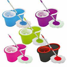 Floor Magic Mop Spin Mop Bucket Set 16 LTR Microfiber Rotating Spin Head Assorted Colour ZP188 A (Big Parcel Rate)