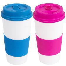 Travel Mug Silicone Grip Available In 2 Colours 350ml KF1025 (Parcel Rate)