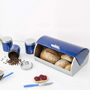 SQ Professional Gems Metal Bread Bin with 3 Canisters Sapphire 2578 (Parcel Rate)