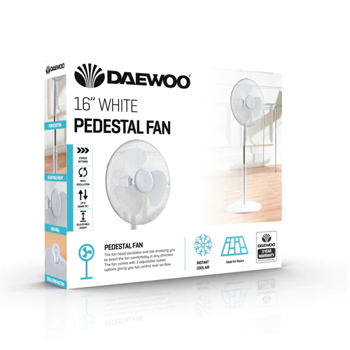 Daewoo Col1568 16-Inch Pedestal Fan-Round Base F16B (Big Parcel Rate)