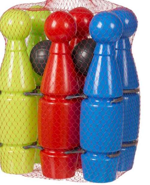 Children's Plastic Bowling Pins and Balls 24 cm Assorted Colours 0060093 (Parcel Rate)