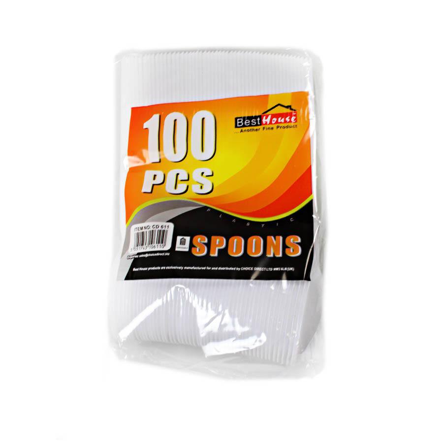 Disposable White Plastic Spoons Pack of 100 AP1003 / THL9581 (Parcel Rate)