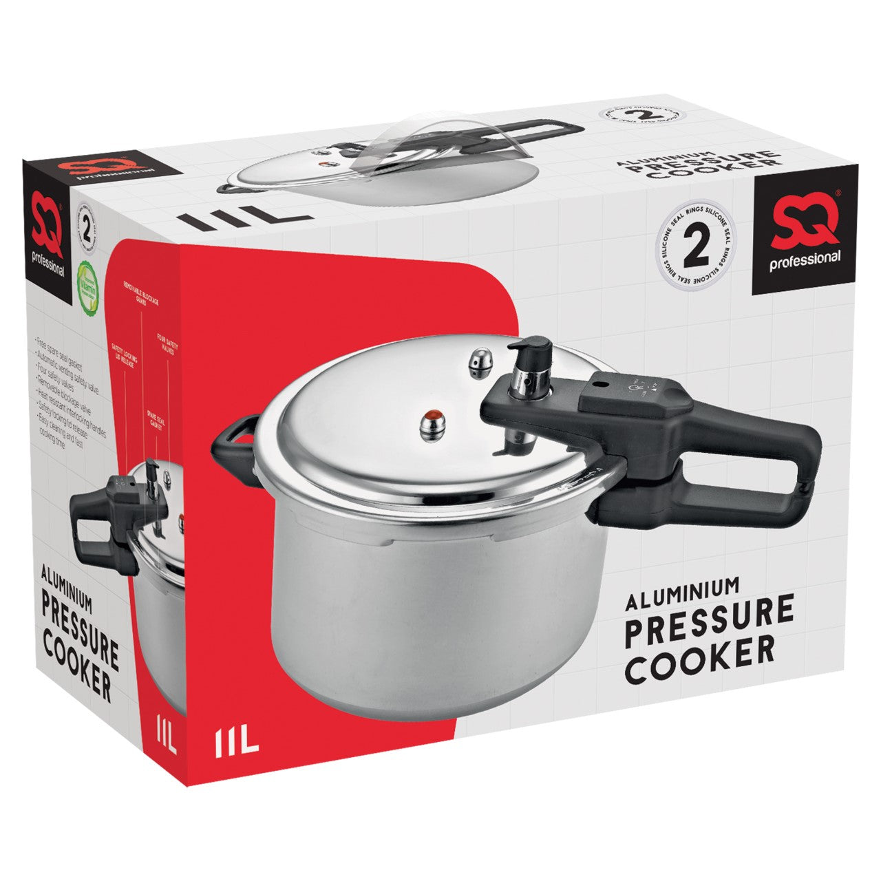 SQ Professional Aluminium Pressure Cooker 11 Litre 10043 (Big Parcel Rate)