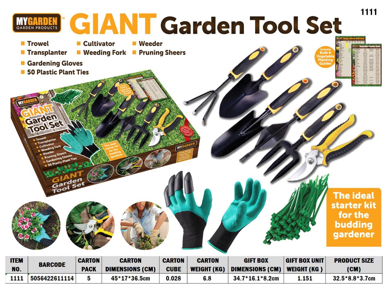 Garden Claw Gloves and Gardening Tool Set 1111 (Parcel Rate)