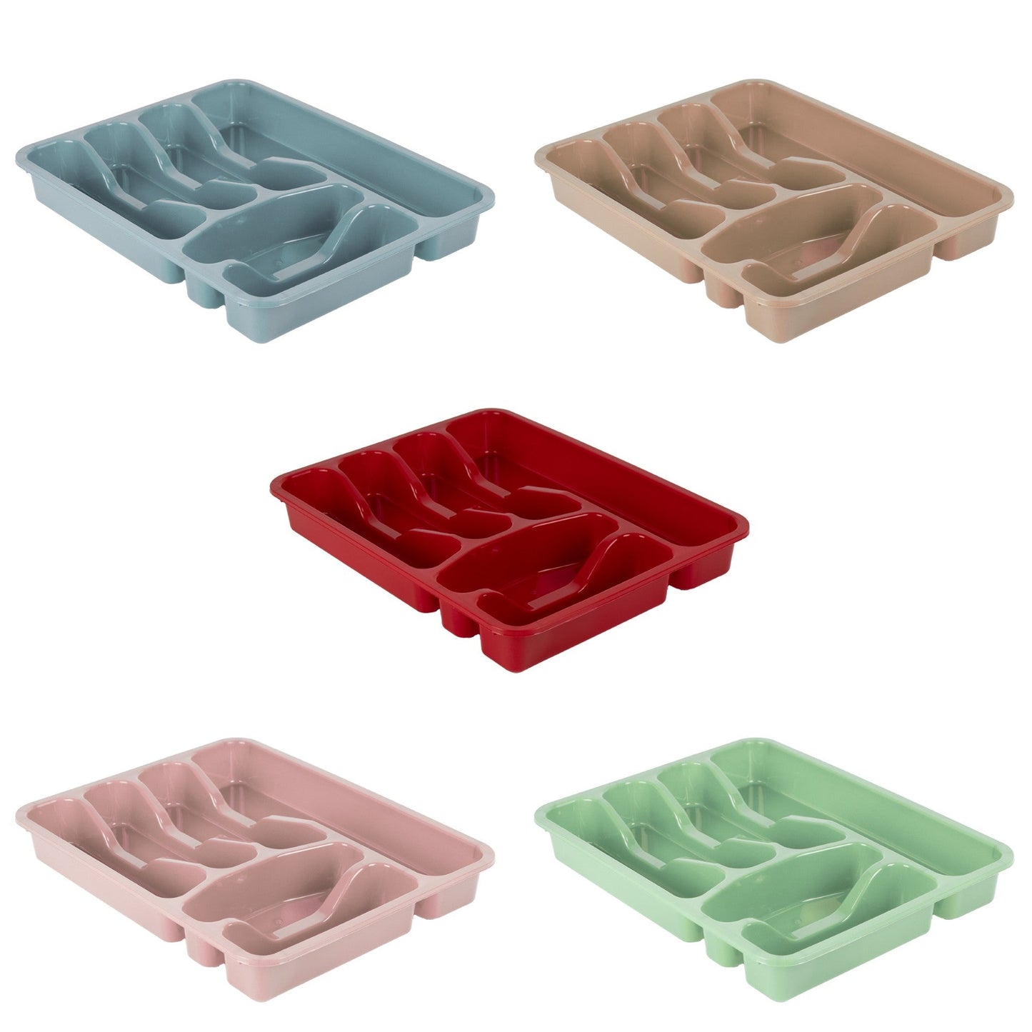 Asude Plastic Cutlery Drawer Organiser 6 Sections 29.5 x 37.5 x 5 cm Assorted Colours 11136 (Parcel Rate)