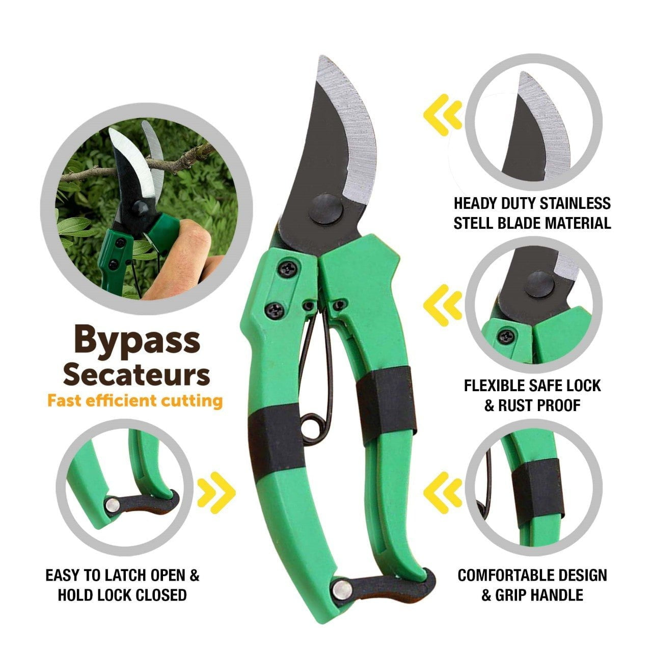 Garden Bypass Secateurs Pruning Shears 1114 (Parcel Rate)