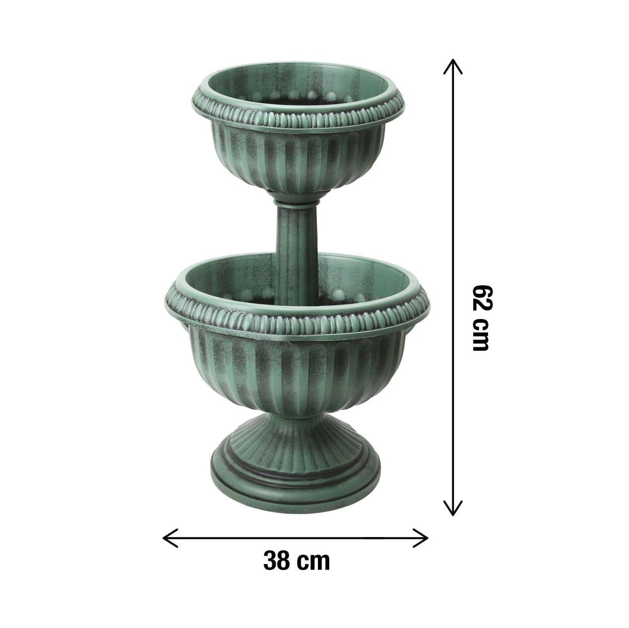 2 Tier Planter Antique Effect Garden Decoration 1125 (Parcel Rate)