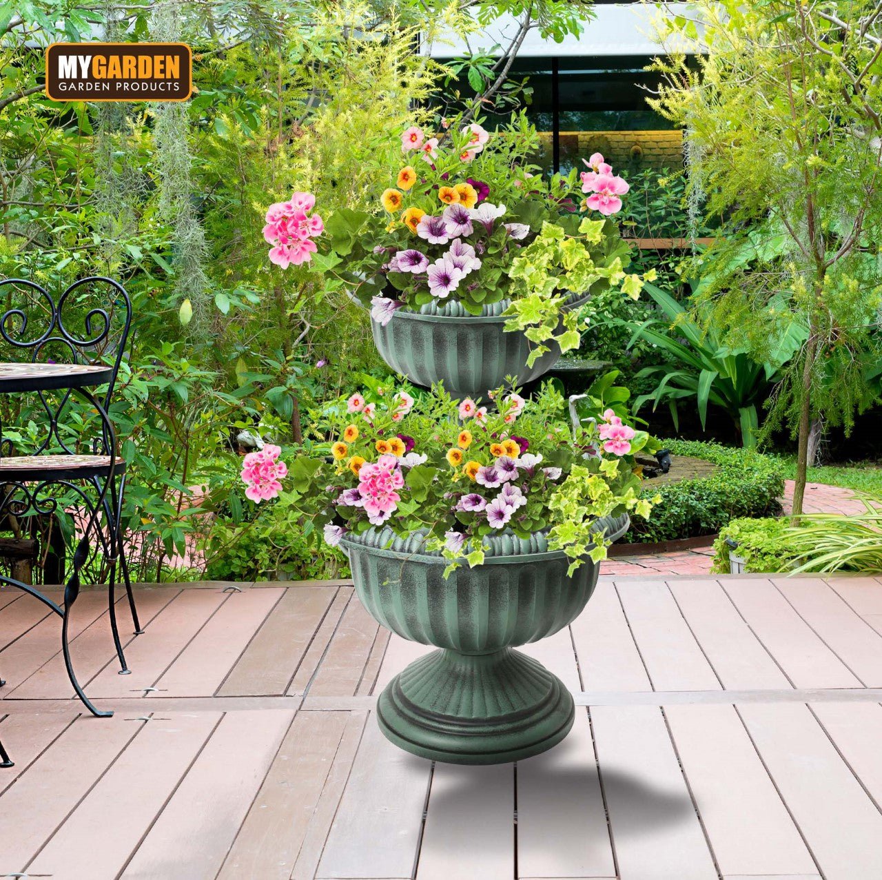 2 Tier Planter Antique Effect Garden Decoration 1125 (Parcel Rate)