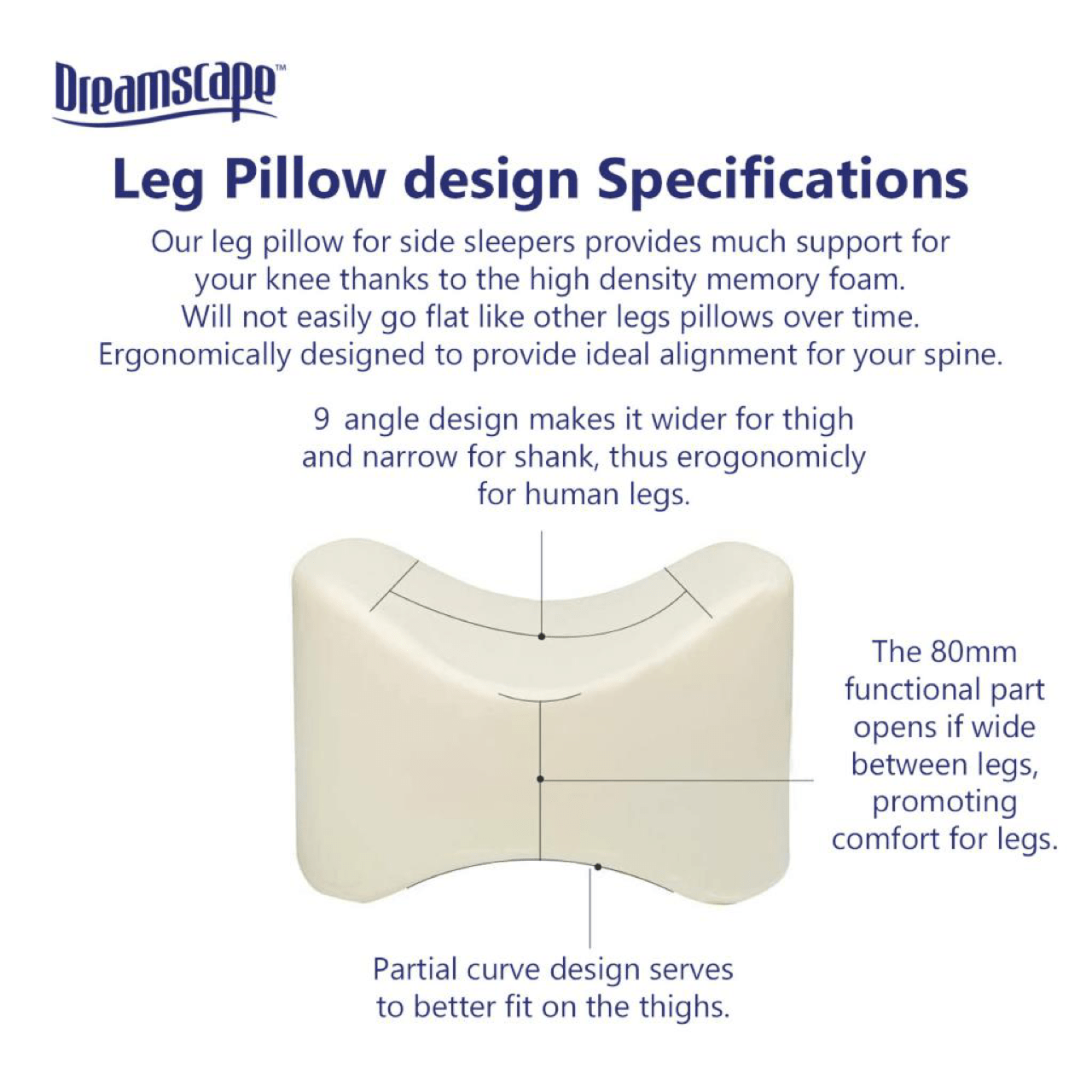 Memory Foam Contour Leg Pillow White 4603 (Parcel Rate)