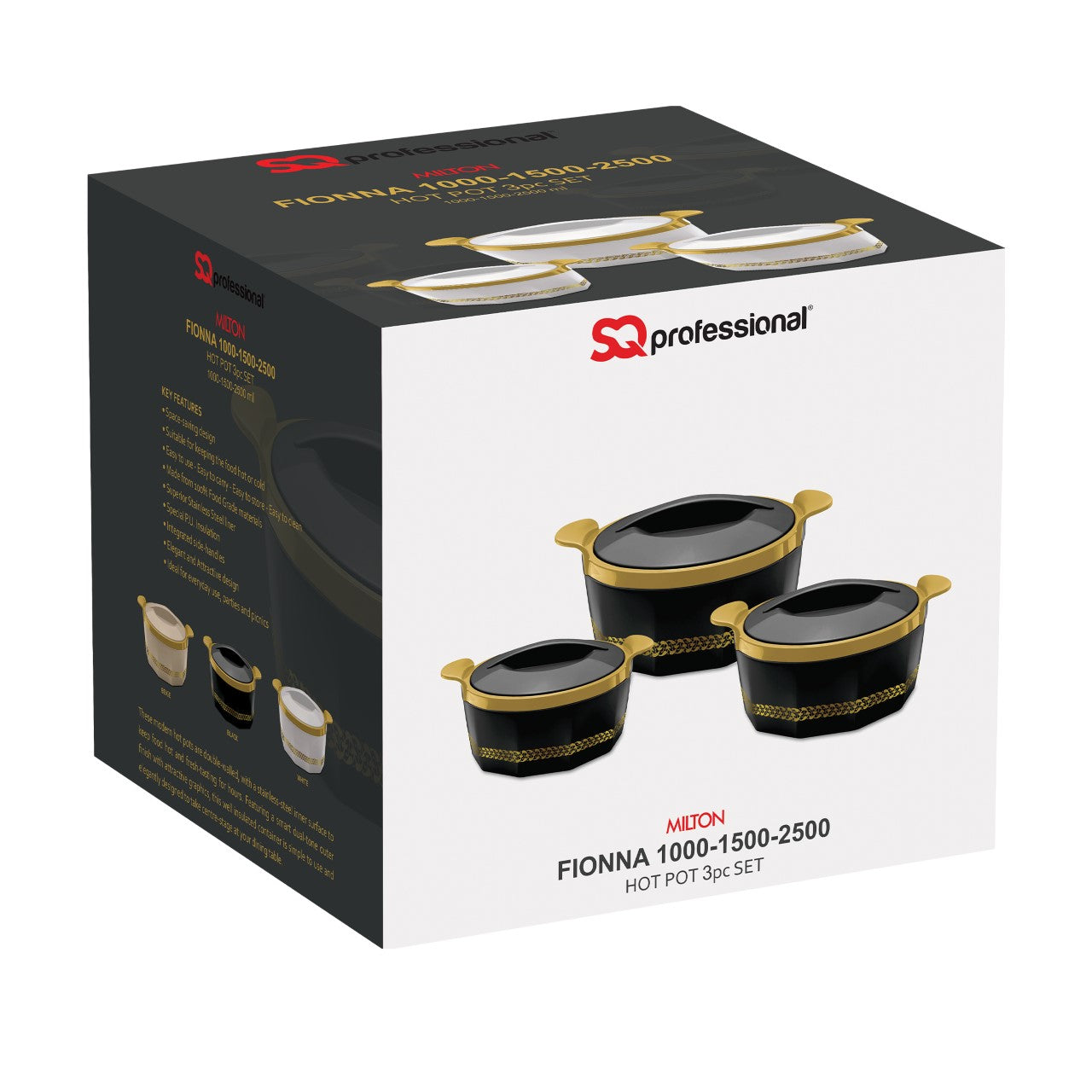 SQ Professional Fionna Hot Pot Set 3pc 1.0 - 1.5 - 2.5L Beige 9351 (Big Parcel Rate)