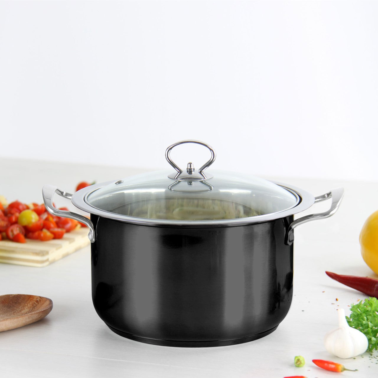 Gems Stainless Steel Stockpot Set 4Pc Onyx 3.7L- 4.7L-5.80L-7.5L Kitchen 9579 (Big Parcel Rate)