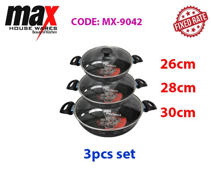 3Pc Karahi Pan Set 26 To 30 cm MX9042 (Parcel Rate)