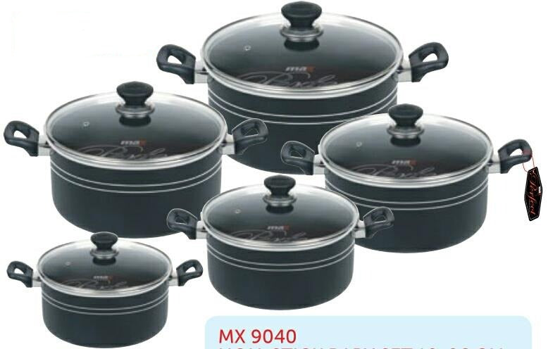 10Pc Non-Stick Casserole Set With Lids 18 -26cm MX9040 (Big Parcel Rate)